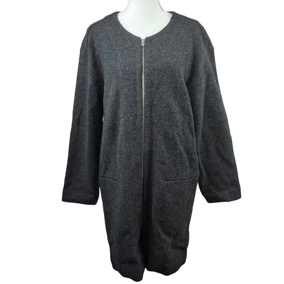 Aritzia Wilfred Gray Banville Cardigan Jacket Sz M 100% Merino Wool - Picture 1 of 10